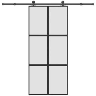 vidaXL Vidaxl - Puerta Corredera Set Herrajes Vidrio Templado Aluminio 90x205cm
