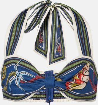 Alemais Al&eacute;mais Top bandeau Cove de lino estampado