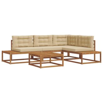 vidaXL Conjunto De Sof&aacute;s De Exterior Natural Y Beige Vidaxl