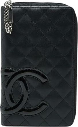Chanel Pre-owned Wallets, female, Black, Size: ONE SIZE Pre-owned Cambon Line Leather Patent Leather Long Wallet