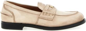 Miu Miu Off White Leather Loafers