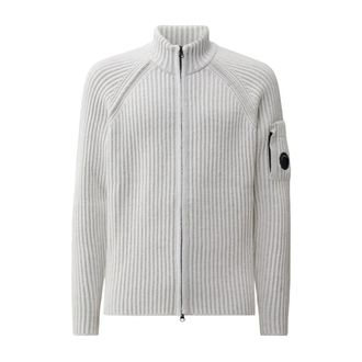 C.P. Company C.p. Company, Truien & Vesten, Heren, Wit, XL, Wol, Ribbed Zip Cardigan