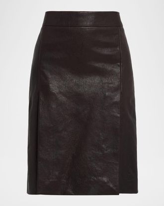 Ferragamo Leather Slit Skirt