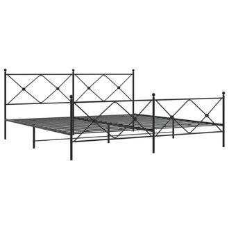 Berkfield Home Metal Bed Frame without Mattress with Footboard Black 193x203cm | Size: 193x203 cm