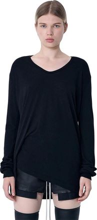 Rick Owens Tops, Dames, Zwart, M, Hiked Long Sleeve Top