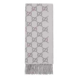 Gucci Winter Scarves, female, Gray, Size: ONE SIZE GG cashmere scarf