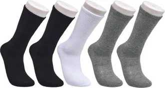 French Connection Organic Cotton Half Cushion Crew Sock 5-Pack in Grey White Black at Nordstrom