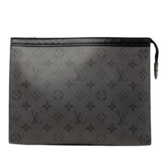 Louis Vuitton Pre-owned Monogram Eclipse Clutch - Heren - Pre-owned - Grijs - Maat: ONE Size Leer