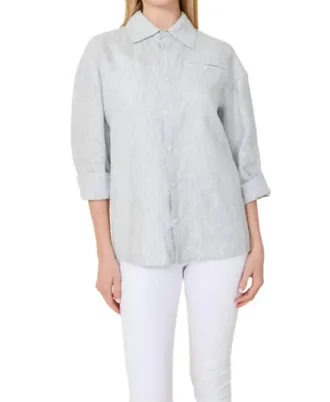 Dolce Cabo Long Sleeve Stripe Shirt In Blue/white