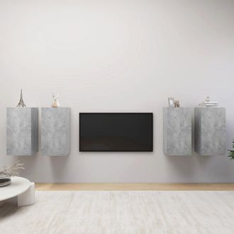 vidaXL Muebles De Sal&oacute;n 4 Pzas Gris Hormig&oacute;n 30,5x30x60 Cm Vidaxl
