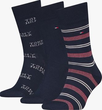 Tommy Hilfiger Mens Tommy Hilfiger 3 Pack Giftboxed Classic Mens Crew Socks Navy - Blue - Size: 9/9.5/11/10.5/10/11.5/12