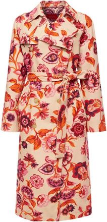 La DoubleJ Milano Trenchcoat in Hottie Print - Dames - Jas met riem - Beige - XL - Katoen - Jassen