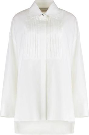 Golden Goose Oversized overhemd met geplooide slabbetje en sierknopen - Dames - Overhemden - Wit - S - Katoen - Overhemden