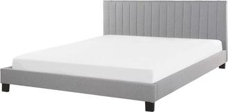 Beliani Cama Tapizada Gris 180 X 200 Cm Con Estructura Cabecero Decorativo Poitiers