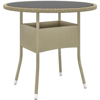 vidaXL Tavolo da Giardino &Oslash;80x75cm Vetro Temperato e Polyrattan Beige - Vidaxl