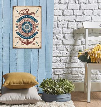 Queence Metallbild »Nautical« Anker Schriftzug Schriftzüge 1 Stk. tlg. Stahlschilder