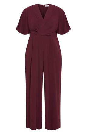 City Chic Braelynn Short Sleeve Jumpsuit in Dark Cherry at Nordstrom, Size Xxxs