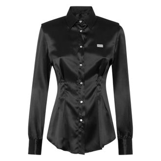 Philipp Plein Dames, Blouses & Shirts, Zwart, Maat: L Zijde