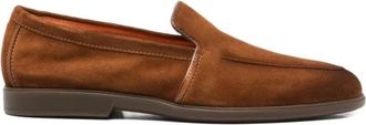 Santoni Slip-On Loafers - Heren - Loafers - Bruin - 44 EU - Leer - Schoenen