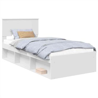 vidaXL Bed Frame with Headboard White 90 x 190 cm Engineered wood vidaXL