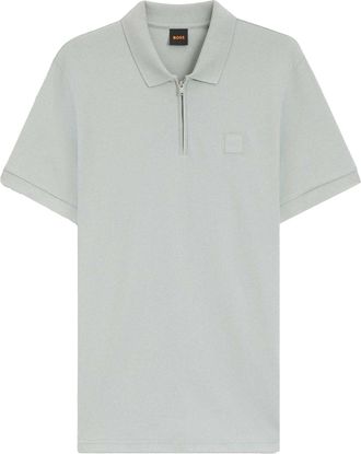 HUGO BOSS Polo met kwartrits en logo voor heren (Zilver)