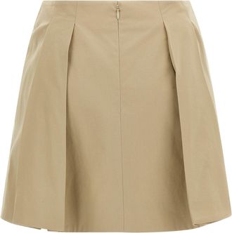 Balmain Pleated Mini Skirt with Chain Detail Skirt - Beige