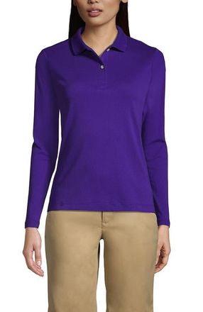 Lands End School Uniform Long Sleeve Feminine Fit Interlock Polo Shirt in Deep Purple at Nordstrom, Size X-Large