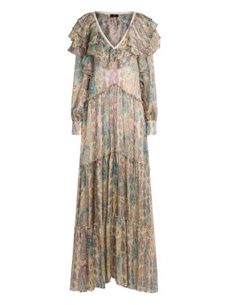 Etro Etro Long Silk Dress With Paisley Print And Ruffled Details