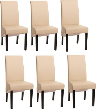 Hhg [nunca Usado] Lote De 6 Sillas De Comedor Silla De Cocina Silla M37, Piel, Crema, Patas Oscuras
