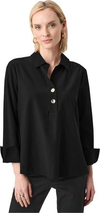 Joseph Ribkoff Overhemden, Dames, Zwart, L, Polyester, Stretch Poplin Shirt-Collar Boxy Top