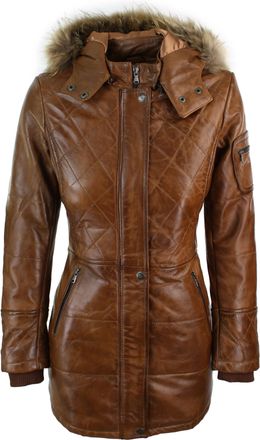 TruClothing Leather Hooded Winter Parka Jacket