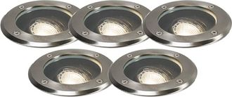 QAZQA Moderno Set De 5 Focos Exteriores Acero Inoxidable Ip65 - Delux Vidrio /pl&aacute;stico / Redonda Adecuado Para Led Max. 5 X 50 Watt - Qazqa