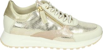 DL Sport Schoenen, Dames, Beige, 38 EU, Leer, Gouden Sportieve Lage Sneakers