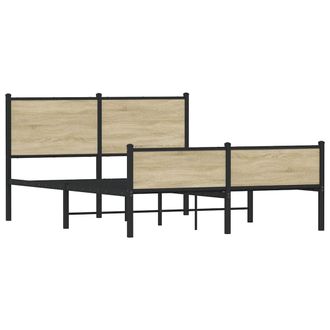 vidaXL Estructura De Cama Sin Colch&oacute;n Metal Roble Sonoma 140x190 Cm Vidaxl