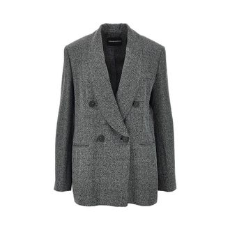 Emporio Armani Moulin&eacute; fabric double-breasted jacket Woman 42