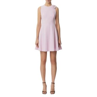 Elisabetta Franchi Short Dresses, female, Purple, Size: M Crepe Dress with Jewel Belt