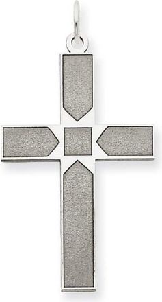 Diamond2Deal 14K White Gold Laser Designed Cross Pendant