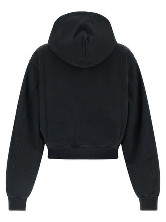 Alexander Wang Logo-Print Cotton Zip-Up Hoodie - Black