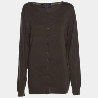 Marina Rinaldi Marina Sport By Marina Rinaldi Olive Green Knit Button Front Sweater