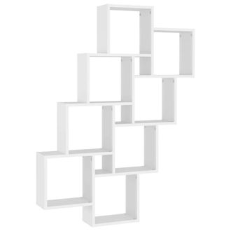vidaXL Vidaxl - Estante De Cubo Pared Madera Contrachapada Blanco 90x15x119 Cm