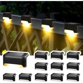 OEM Luces Solares Para Exteriores, 12 Luces Para Escaleras, Luces Led Impermeables Para Escaleras Exteriores, Pelda&ntilde;os, Vallas, Patios, Canalones, Caminos