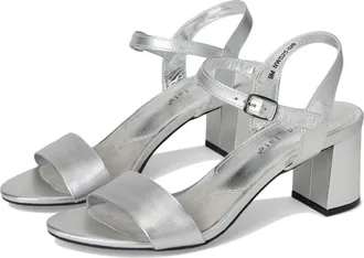 David Tate Ageless Sandals Women Silver Matte Leather Ankle Strap ZOGG3909