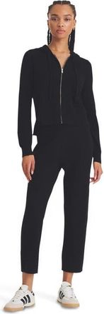 Naadam Signature Cashmere Cropped Zip Up Hoodie in Black at Nordstrom, Size Xx-Large
