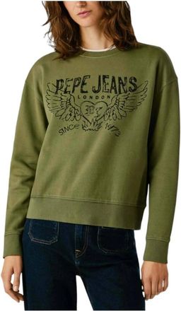 Pepe Jeans London Khaki Groene Urban Sweatshirt - Dames - Sweatshirts - Groen - S - Hoodies & sweatvesten