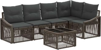 vidaXL Conjunto De Sof&aacute;s De Jard&iacute;n 6 Uds. Gris Rat&aacute;n Sint&eacute;tico Vidaxl