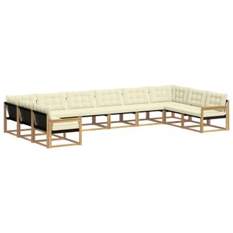vidaXL Conjunto De Sof&aacute;s De Exterior Con Coj&iacute;n 10 Pcs Blanco Y Crema Vidaxl