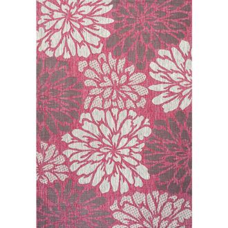 Jonathan Y Designs Zinnia Modern Floral Textured Weave Indoor/Outdoor Area Rug in Fuchsia/light Gray at Nordstrom, Size 5Ft 0In X 8Ft 0In