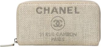 Chanel Pre-owned Long wallet (bi-fold) - Dames - Vintage Accessoires - Grijs - ONE Size - Tweed - Vintage