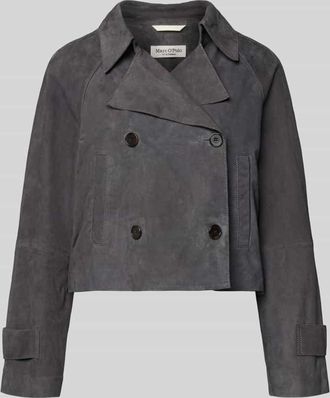 Marc O'Polo Regular Fit Trenchcoat aus echtem Ziegenleder in Anthrazit, Gr&ouml;&szlig;e 36