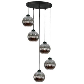 OEM L&aacute;mpara De Techo Colgante Negra Con Pantalla De Cristal Grafito, Esfera 15-050